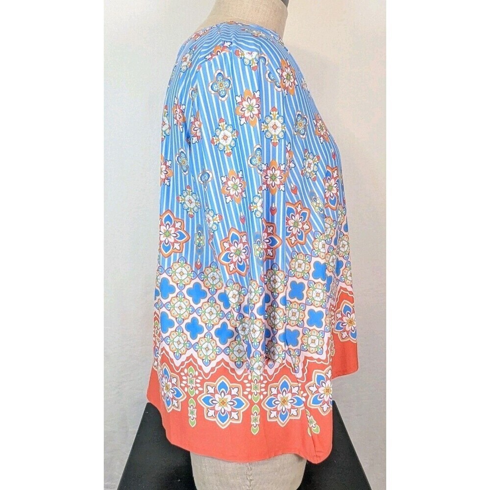 Ruby Rd Petite XL Boho Garden Party Tunic 3/4 Sleeve Top NWT - Picture 2 of 8